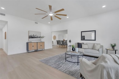 Living room with high ceilings