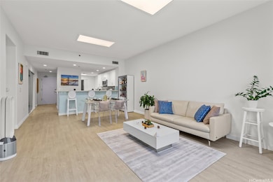Spacious living room and contemporary kitchen.