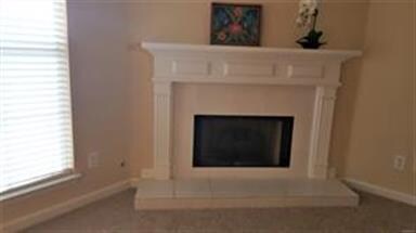 Closeup of the living room fireplace
