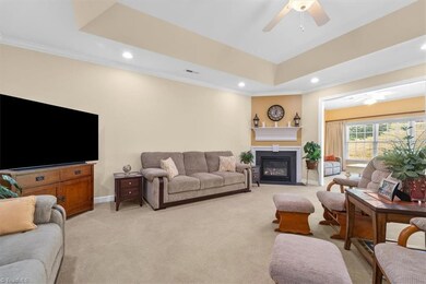 Large cozy living room with fireplace
