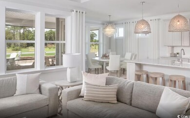 Living room with a chandelier