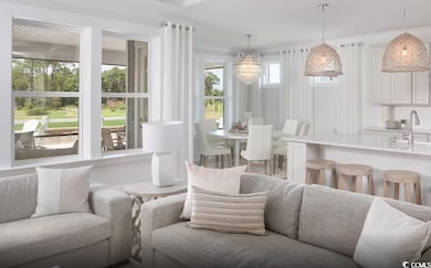 Living room with a chandelier