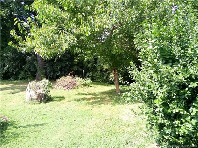 Fence post in the trees marks back boundary.