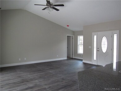 View of living room from kitchen nook
