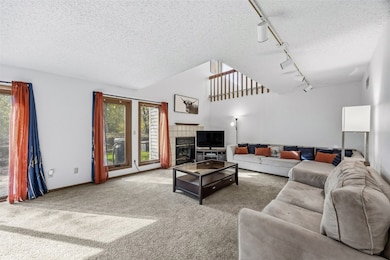 Living room with built in gas fireplace