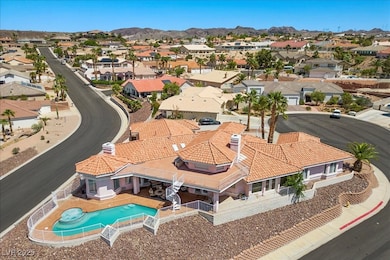 Aerial perspective of suburban area with a pool ar