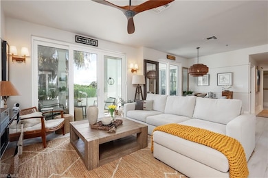 Living area with ceiling fan