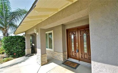 Entryway with stacked stone detail