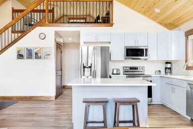 Kitchen with light wood-type flooring, stainless s