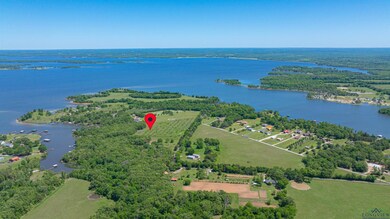 Aerial view of a nearby body of water