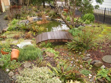 Bridge, landscaping & water feature