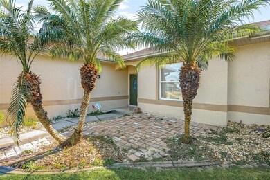 Front-of-the-house paved patio area,