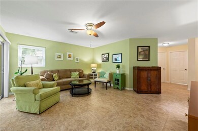 Living area pictured from primary bedroom angle