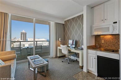 Kitchenette and desk area