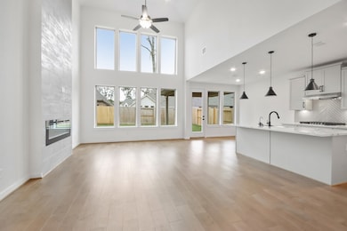 Wow, view upon entering the family room with high ceiings lots of windows for natural light! Open concept.