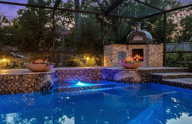 Fire bowls and dancing pool lights