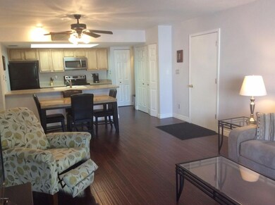 Gorgeous wood floors, ceiling fan
