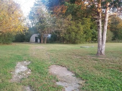 Dome shaped garage at the edge of the woods