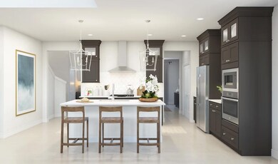 Kitchen with glass upper cabinets