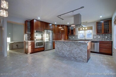 Kitchen w/Cherry Cabinets & Tile Floor