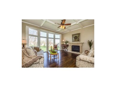 Formal Living Room w/Coffered Ceilings & Stone Fir