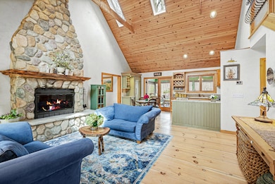 Stone fireplace