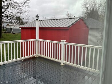 Wooden deck and barn