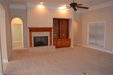 Cozy fireplace with built-in bookcases and canned 