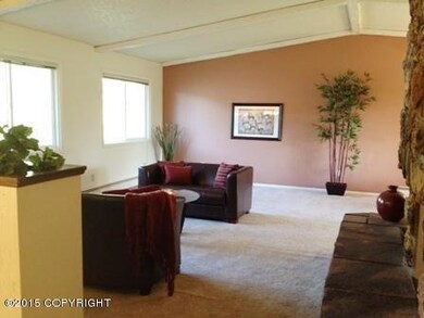 Vaulted ceiling in living room