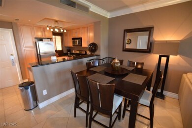Dining room featuring visible vents, light tile pa