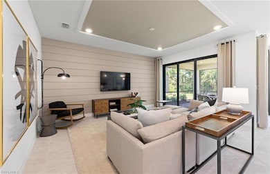 Interior photos are of a staged model home. Illust