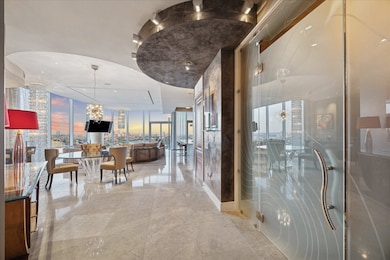 Marble floors throughout the home.
