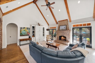 Vaulted ceiling with exposed beams