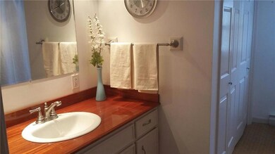 Bathroom has a beautiful custom wood...