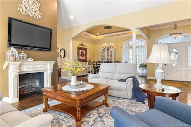 Living room with fireplace and