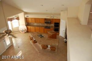 View of kitchen from loft area