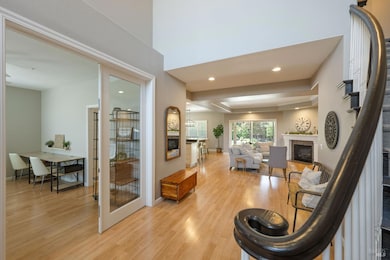 View of great room and family room from front entry.