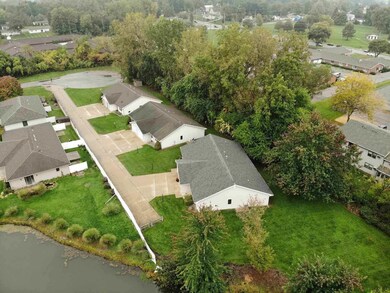 Aerial view toward cul-de-sac.