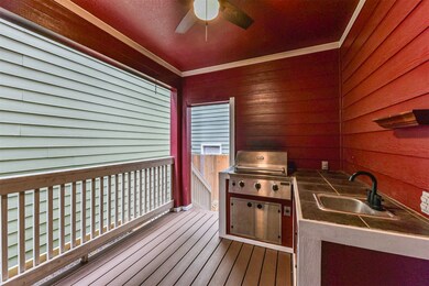 This covered patio area is accessible from the fir