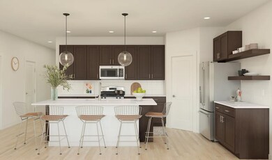 Kitchen with pendant lighting