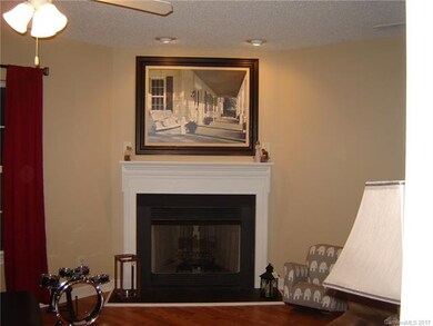 Gas log fireplace.