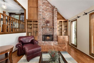 Great room with fireplace and built-ins.