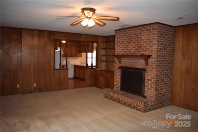 Gas logs in fireplace