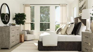 Bedroom with vaulted ceiling