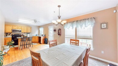 Dining area has plenty of room for a table and cha
