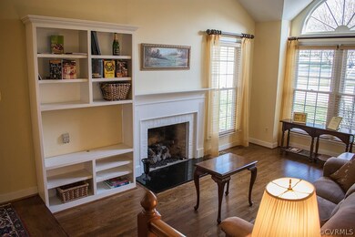 Closer View of the built-in bookcase, gas fireplac