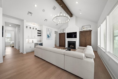 The dramatic ceiling treatment highlights the livi