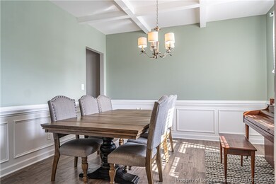 Formal Dining with Coffered Ceiling & Wainscoting