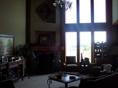 A view of the great room's large window system all
