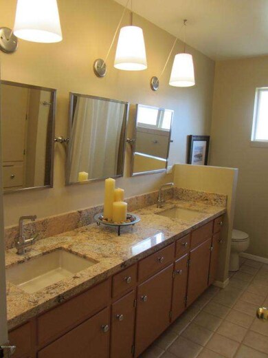 Hall bath vanity view